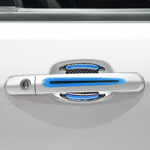 Miniatura 7 de 8 protectores 3D para manija de puerta de automóvil, calcomanías reflectantes a rayas antiarañazos, protector universal adecuado para automóviles,