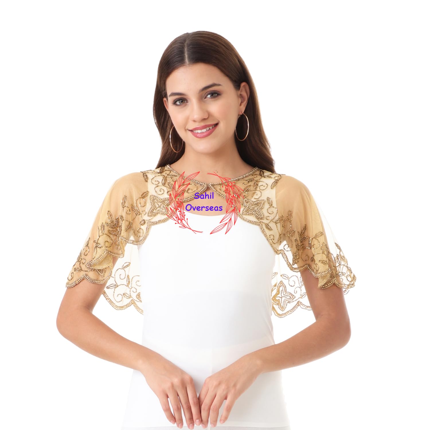 Women's Net Poncho Trendy Net Capes Poncho And Shrug For Girls Full Embroidery-picture-48
