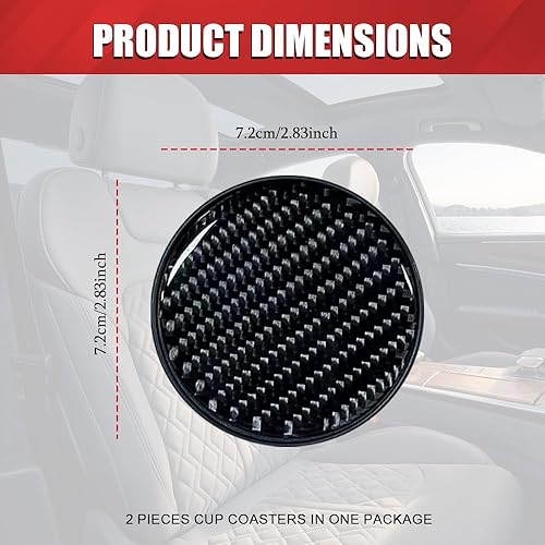 Miniatura 2 de 2 posavasos para automóvil, posavasos integrados antideslizantes de fibra de carbono, portavasos universales de 2.75 pulgadas, almohadilla de