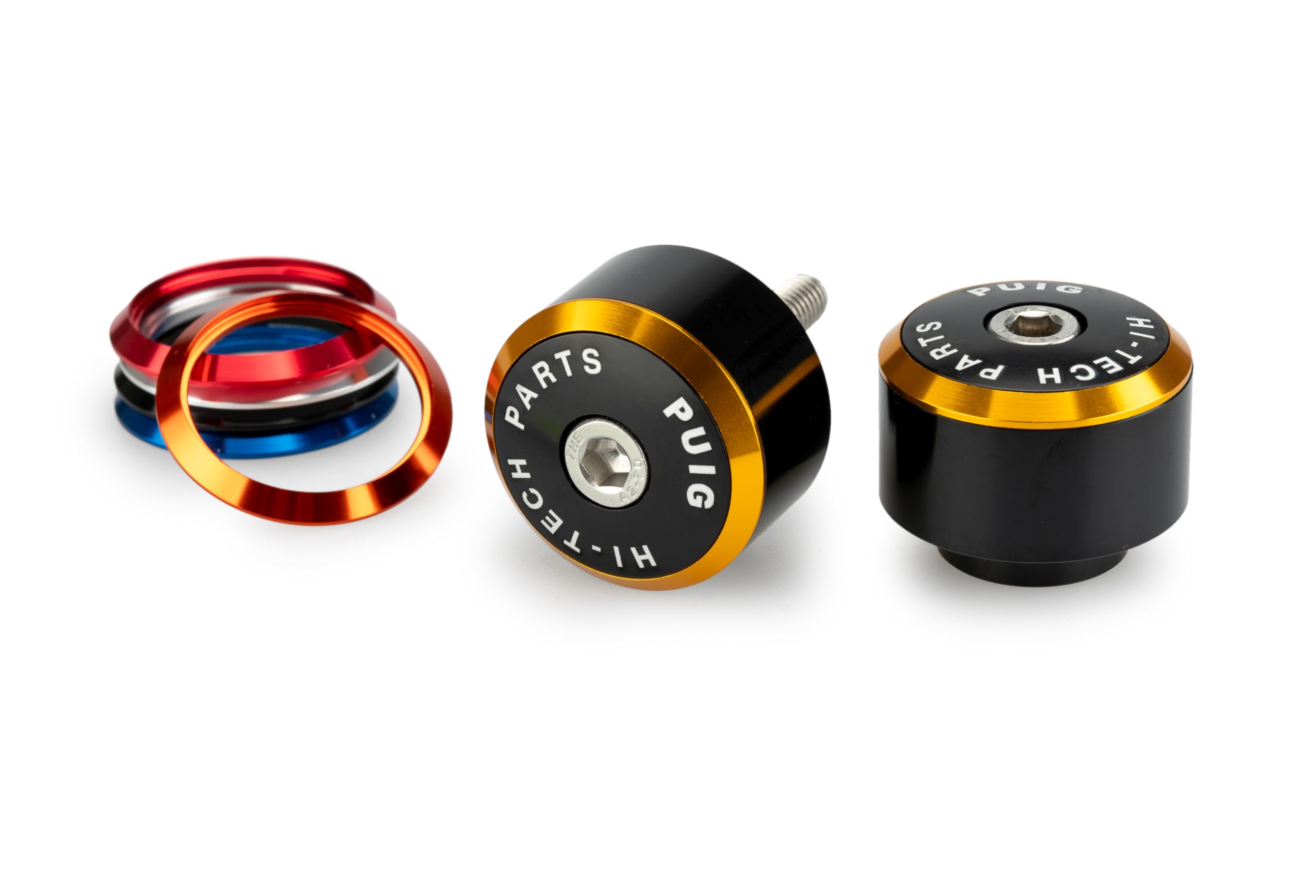 Puig 21790N Contrapesos Manillar Balance en aluminio mecanizado con sistema de aros intercambiables para reducción de vibraciones y personalización, Negro