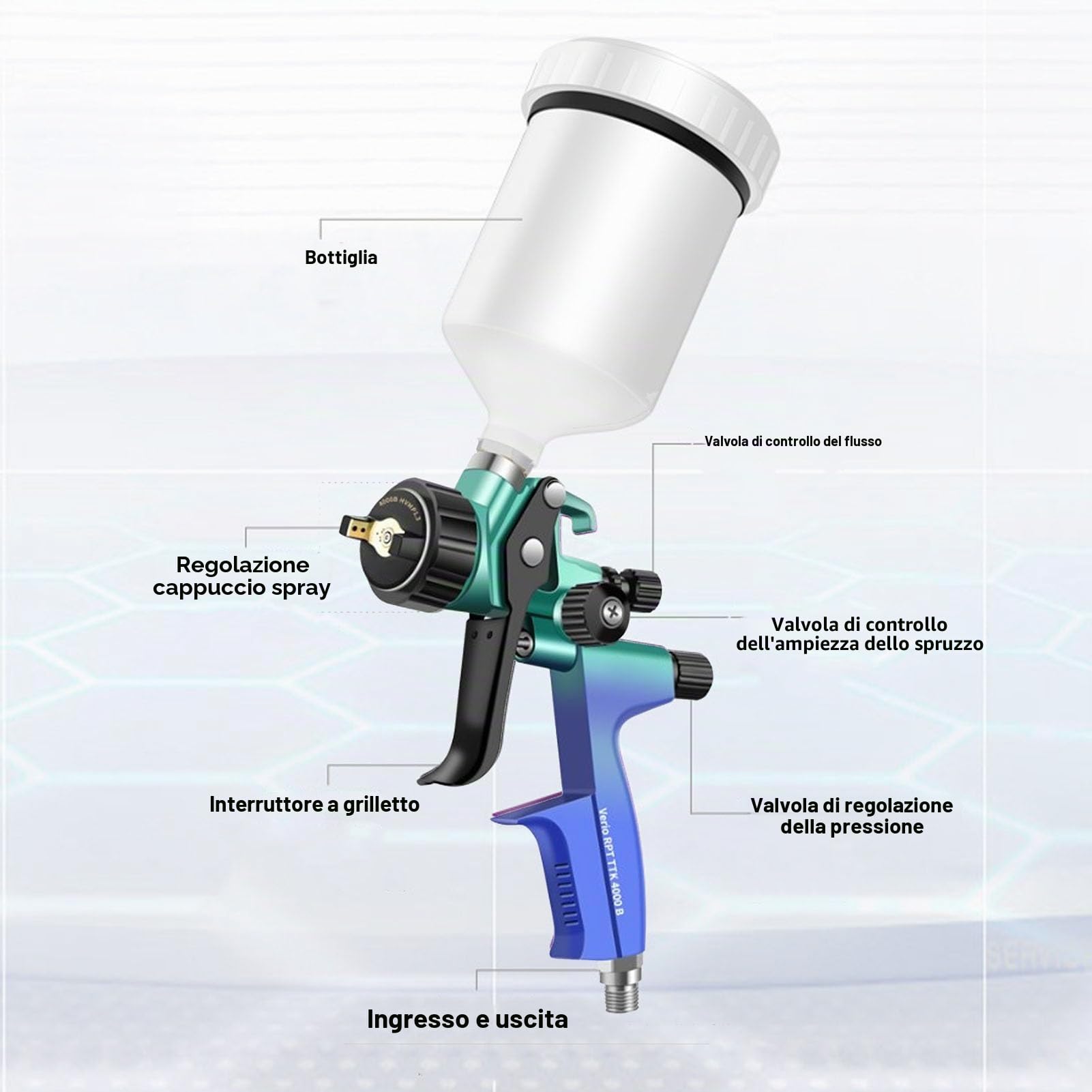 HVLP Pistola Verniciatura, Pistola Per Verniciare Spruzzatore Vernice Aerografo Con 600ml Coppa Ugello Da 1.3mm, Professionale HVLP Pistole Vernice A Spruzzo Per Auto E Superfici Di Mobili