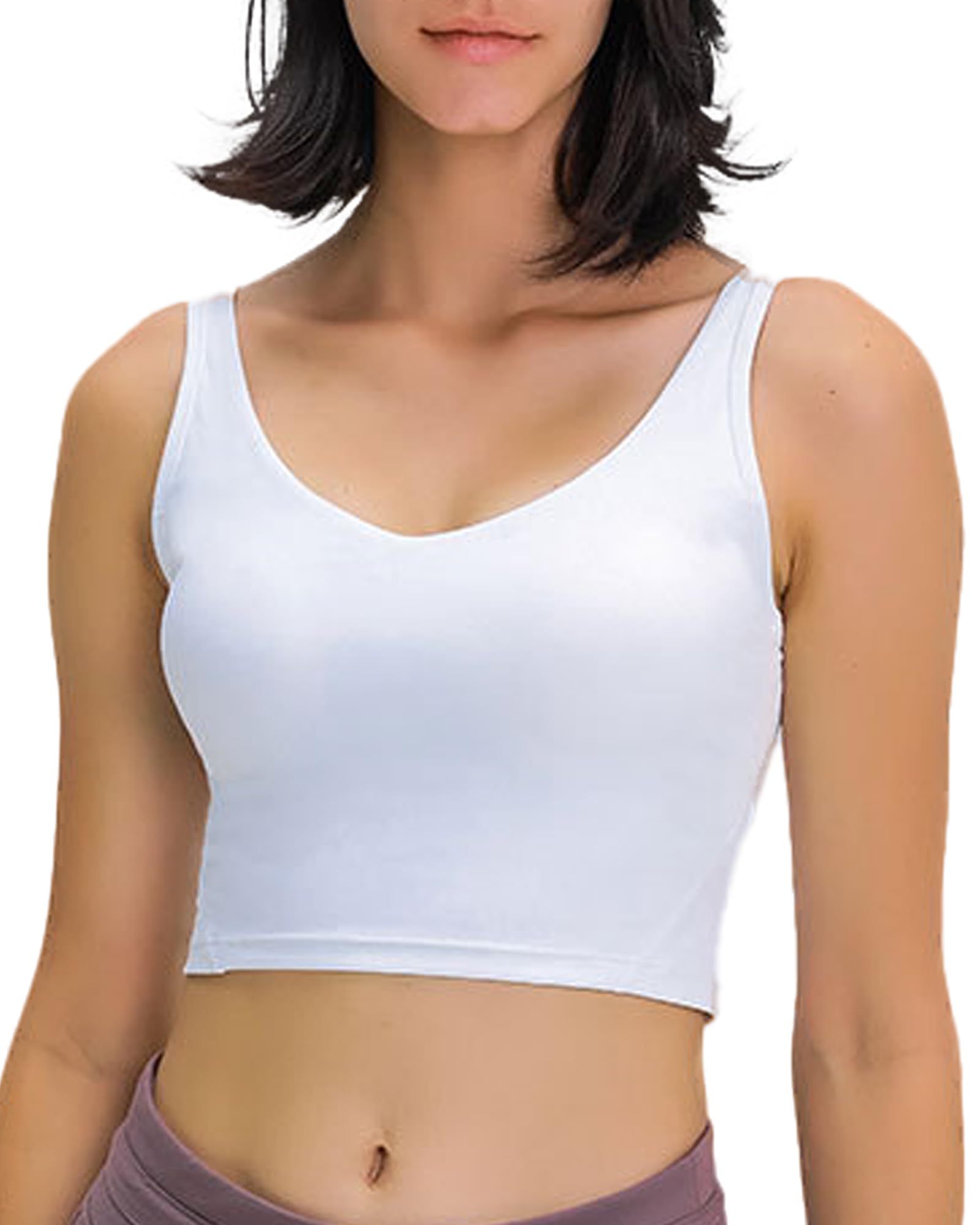 Womens' Sports Bra Longline Wirefree Padded with Medium Support, Sports Bras for Women, Workout Crop Tank Tops Padded