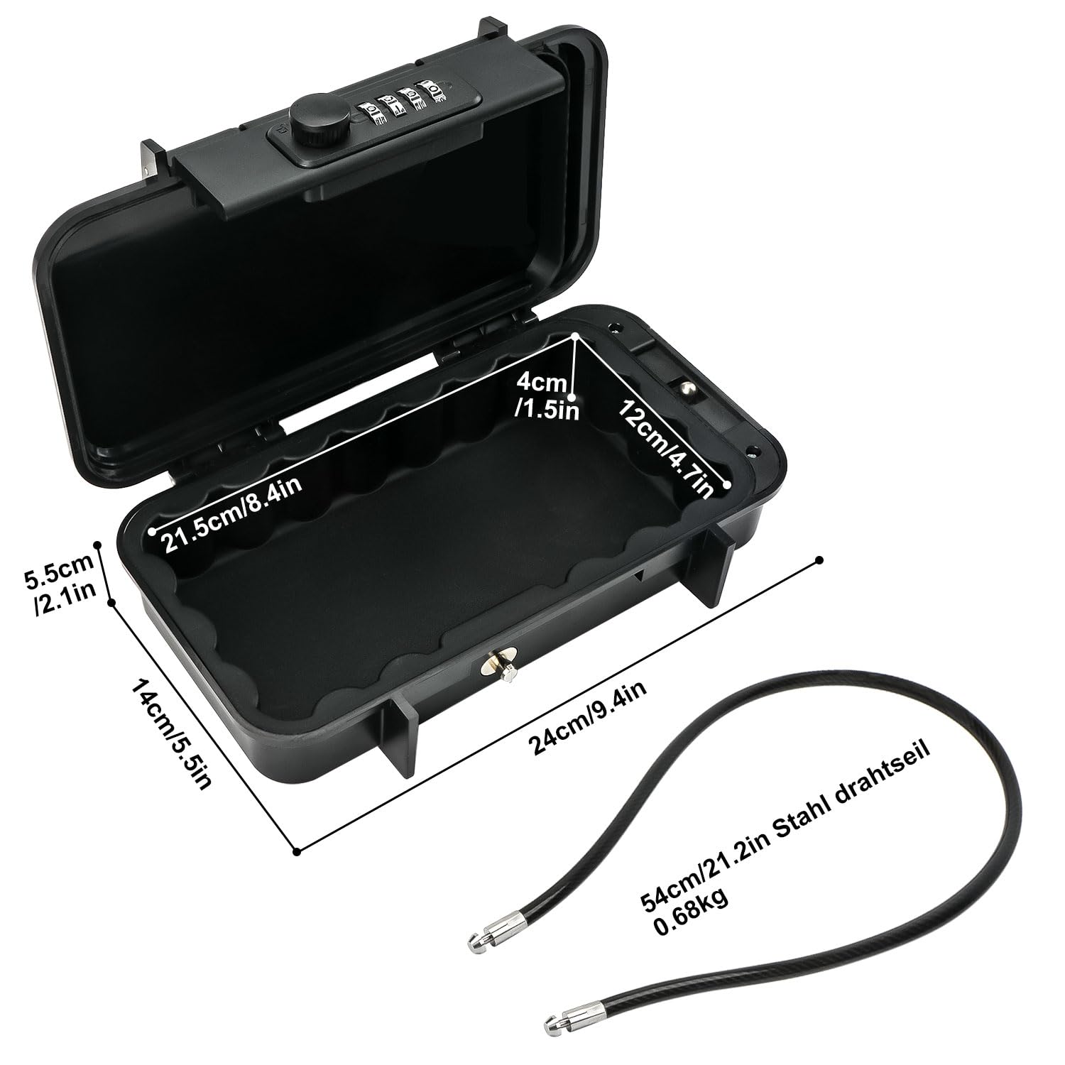 StrandSafe, Wasserdichter Strandtresor zum Anketten, Handy Safe, Zahlencode 4-stellig, Abschließbare Box, Strandsafe für ihre Wertsachen, Ideal für Reisen, Strand/Pool/Camping, Schlüsseltresor Außen