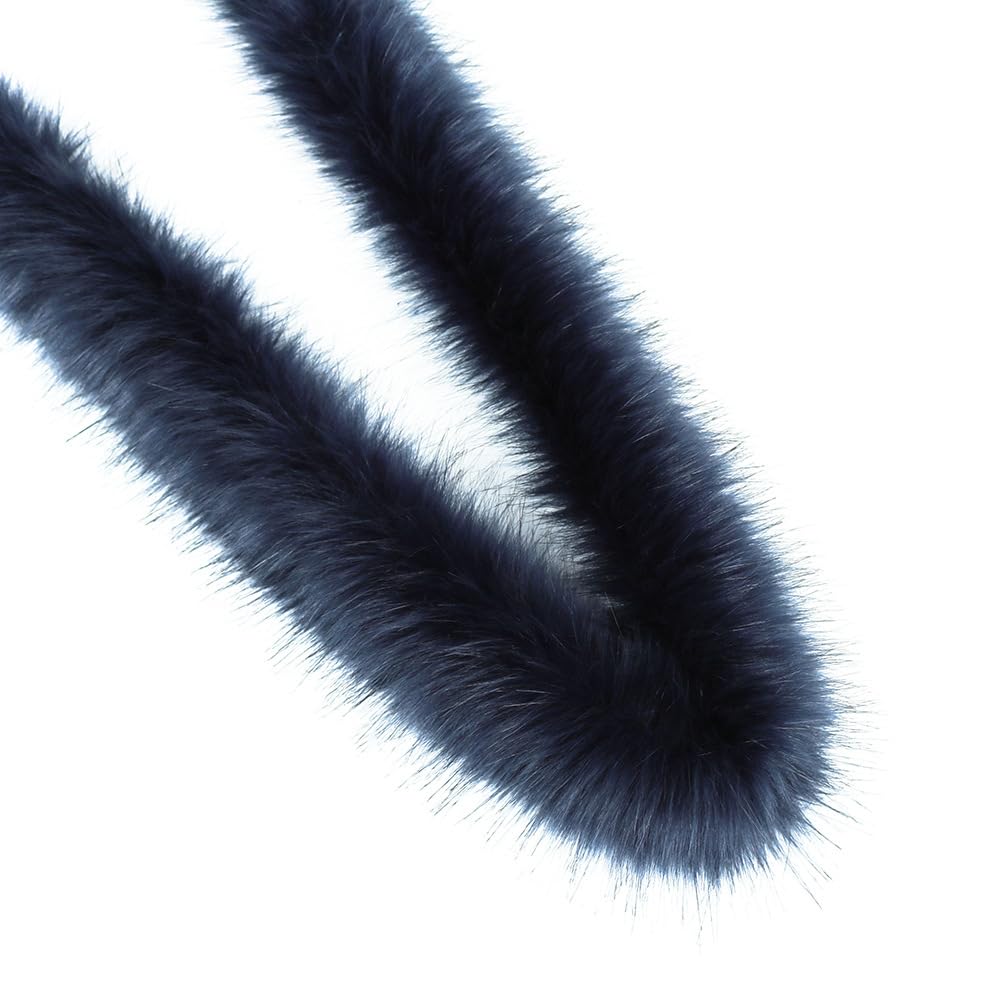 1 m Faux Fur Ribbon Fluffy Fur Fabric Faux Fur Fabric Furry Faux Strips Plush Ribbon Decorative Ribbon Plush Fabric Plush Trim for DIY Crafts Sewing Clothing Christmas Decoration 8-10 cm Wide Navy