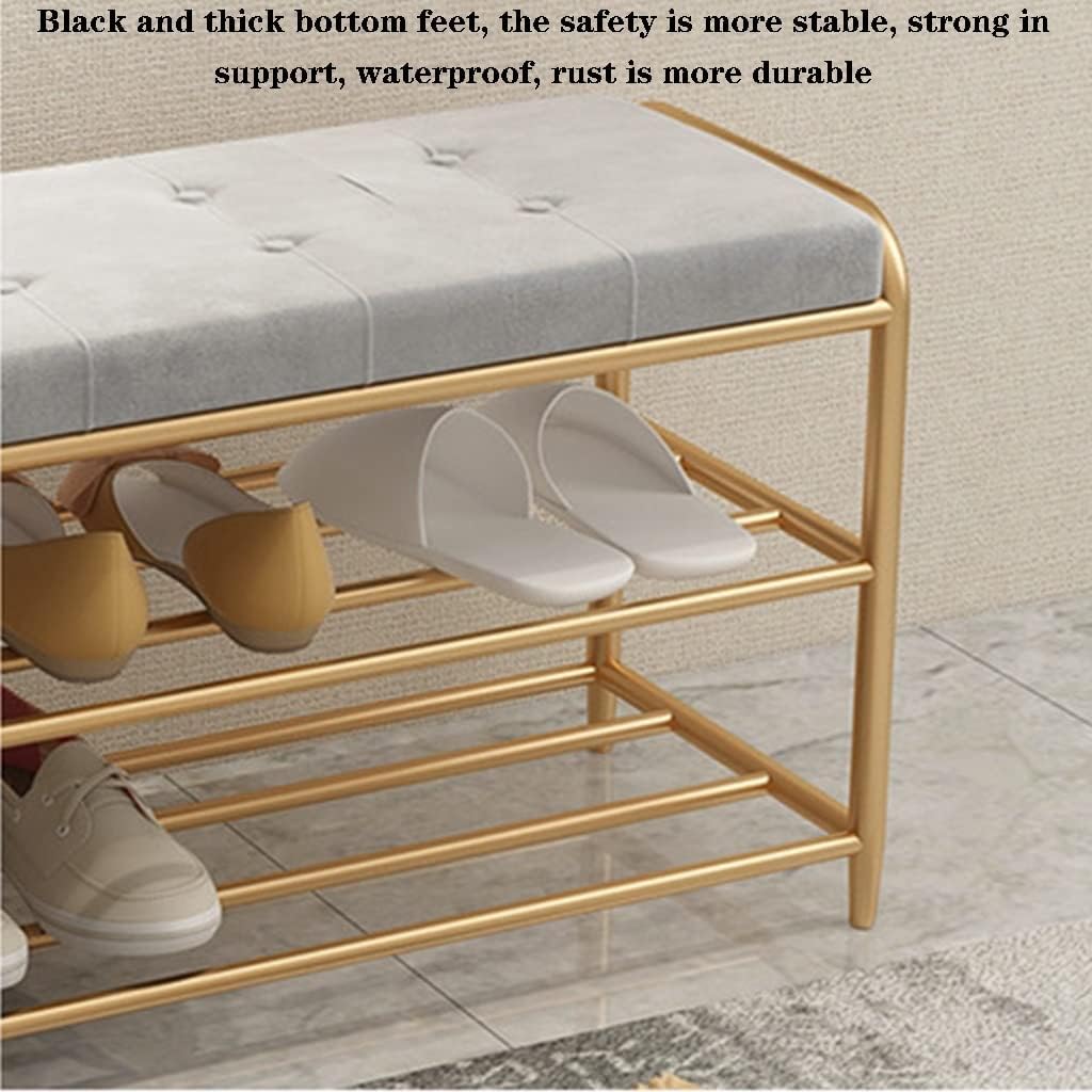 Shoe Storage Cabinet Cabinets Hallway Slim Cupboard Cupboards Hallways Slimline，2Tier Metal Shoe Rack Bench with Cushioned SeatEntryway Storage nizer for Living Room & BedroomStylish Iron Sh