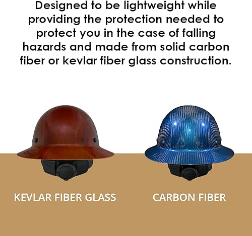 Vista 30 de AFP Casco duro de fibra de ala completa Suspensión de trinquete de 6 puntos Clasificación OSHA y ANSI Bronceado natural