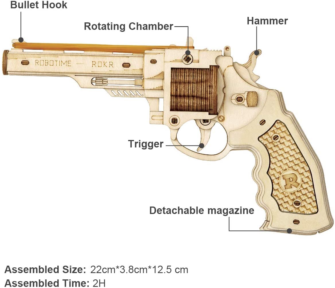 Kit di Costruzione in Legno con Elastico Revolver.