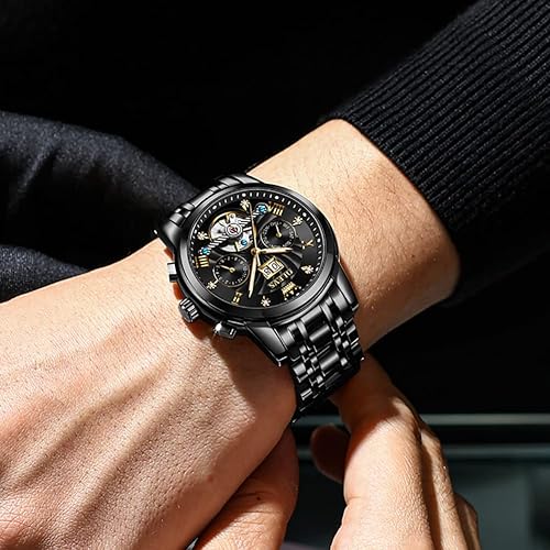 Miniatura 9 de OLEVS Tourbillon - Reloj automático para hombre, reloj mecánico de cuerda automática de lujo para hombre, relojes de vestir de acero inoxidable con