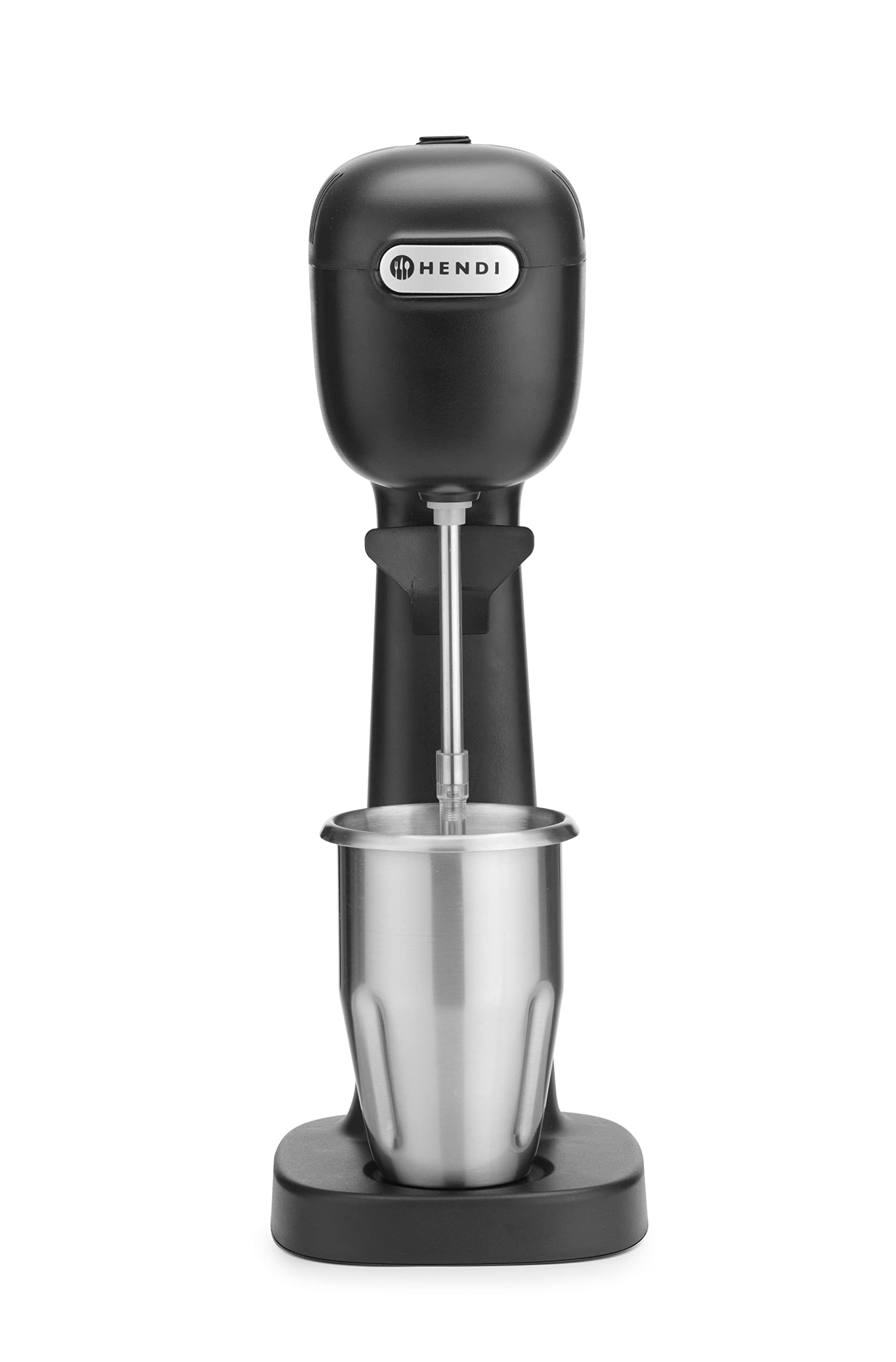 HENDI Mezclador Profesional de Bebidas, Aireador/Batidor de Bebidas Ligeras, Frappés, Capuchinos Fríos, Drink Mixer, Incluye 2 Vasos y 4 Agitadores, 230V/400W, 170x196x(H)490mm, Negro