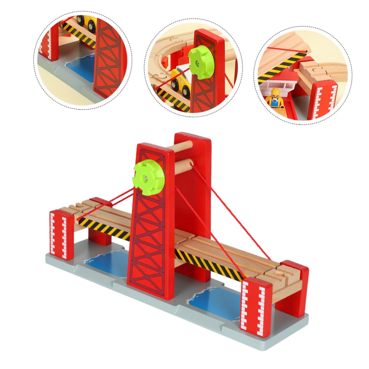 Ponte Levatoio per Trenino in Legno e Plastica, Set Rosso