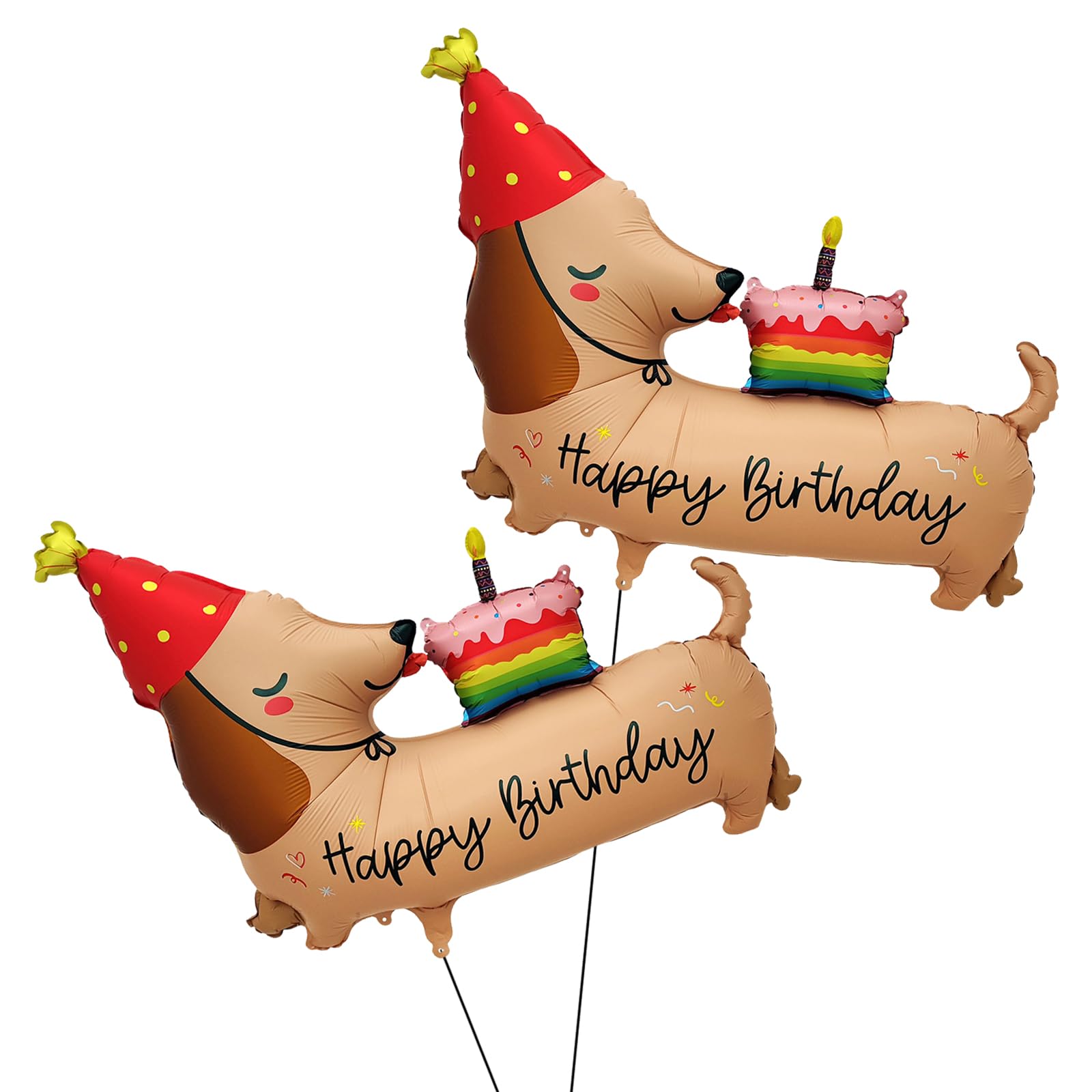 2PCS Self Standing Dog Animal Balloons, Dachshund Dog Balloons, Doggy Birthday Decorations, Pet Animal Mylar Foil Balloon, Animal Dog Themed Birthday, Pet Party Decorations Supplies (Multicolor D) โ image 1