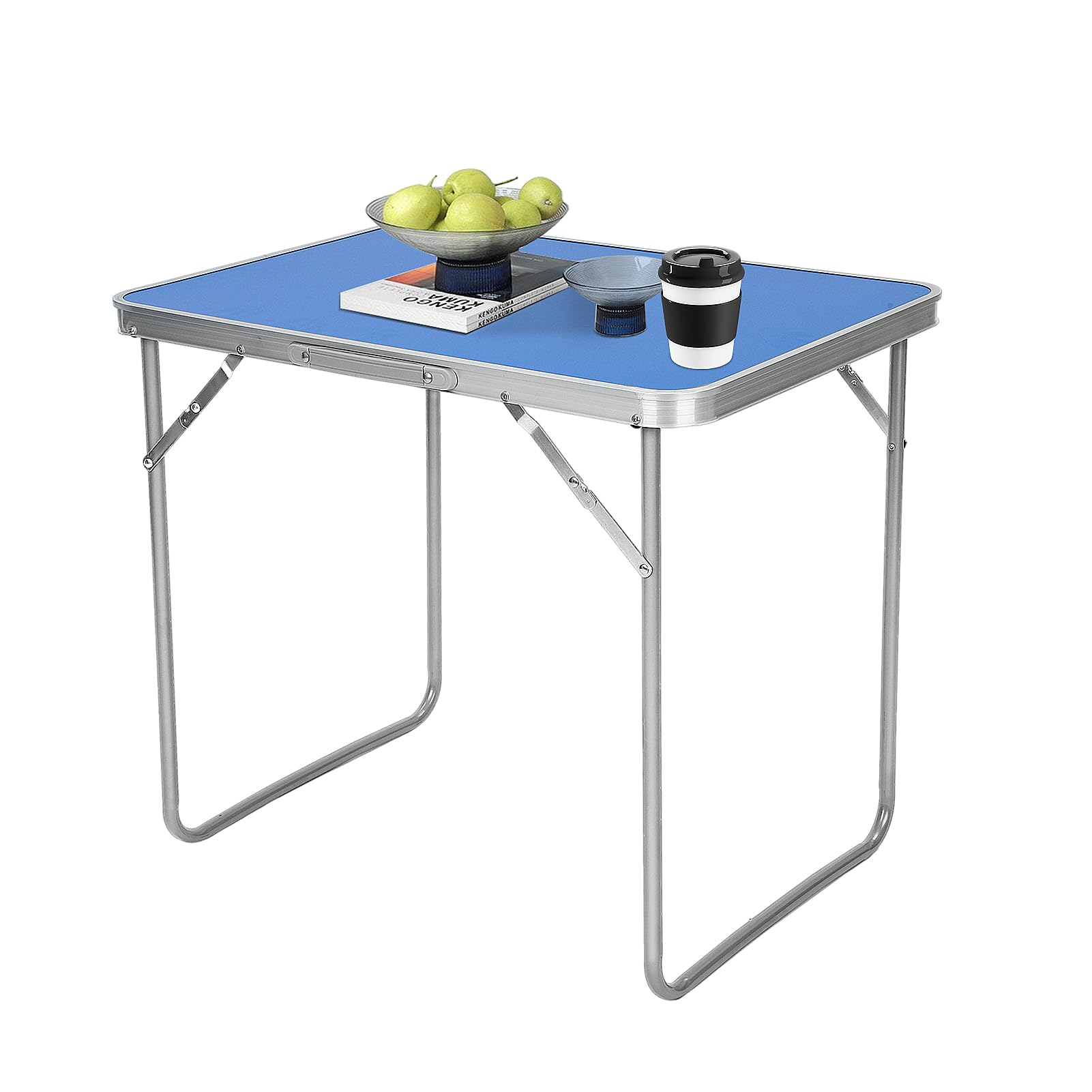 Youyijia Camping Table Folding Picnic Table Multipurpose Party Dining Small Camping Table Aluminum Lightweight with Carry Handle for Camping Kitchen Dinner Garden 70x 50x 60cm (Blue)