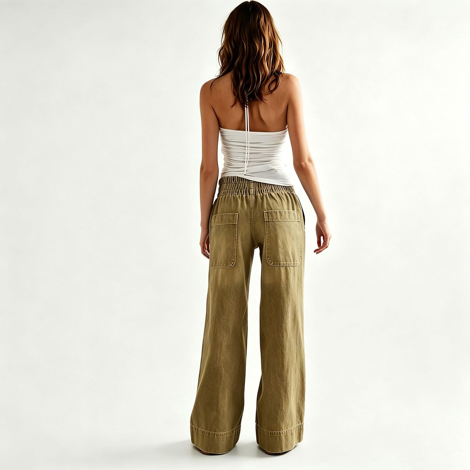Pantalones vaqueros para mujer, cintura alta, pierna ancha, pantalones