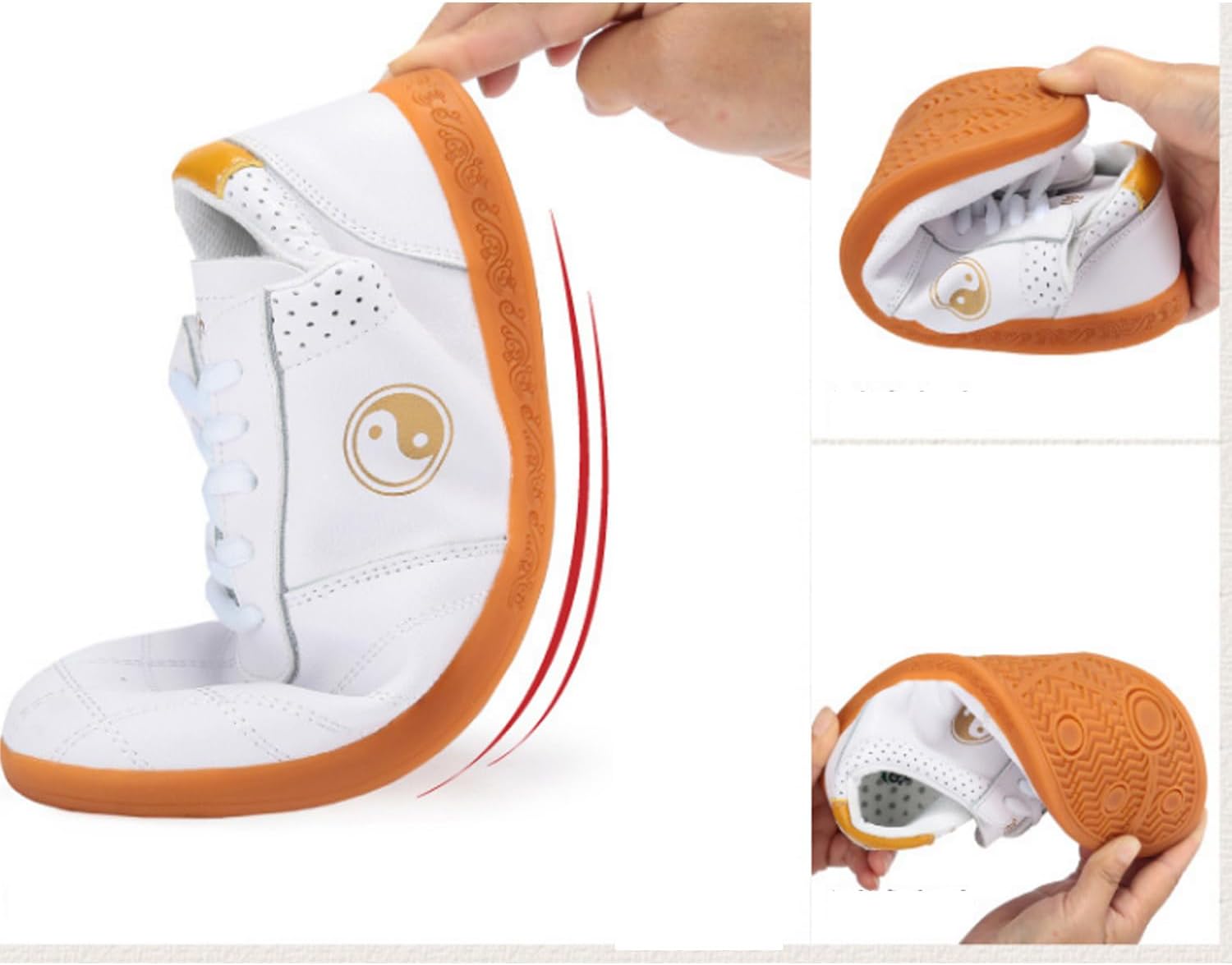Tai Chi Martial Arts Shoes, Kung Fu Sneakers Wushu Shoes for Men and Women, Unisex Taekwondo Gym Sports Shoes Training Shoes(Size:45EU,Color:White)