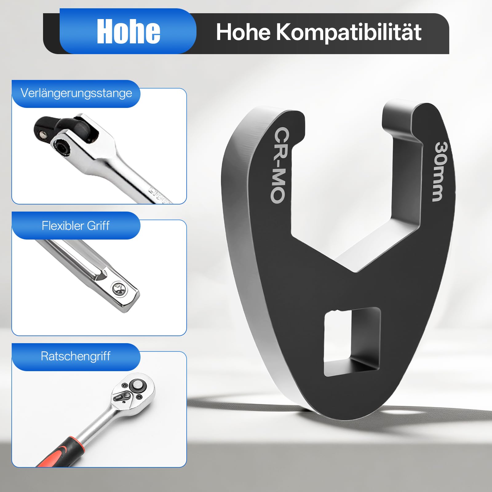 22 TLG Hahnenfußschlüssel, Drehmoment 1/2" 3/8" Außenvierkantantrieb 8-32mm Hahnenfuß Schlüssel Maulschlüssel Steckschlüssel, Tragbare Aufbewahrungsbox