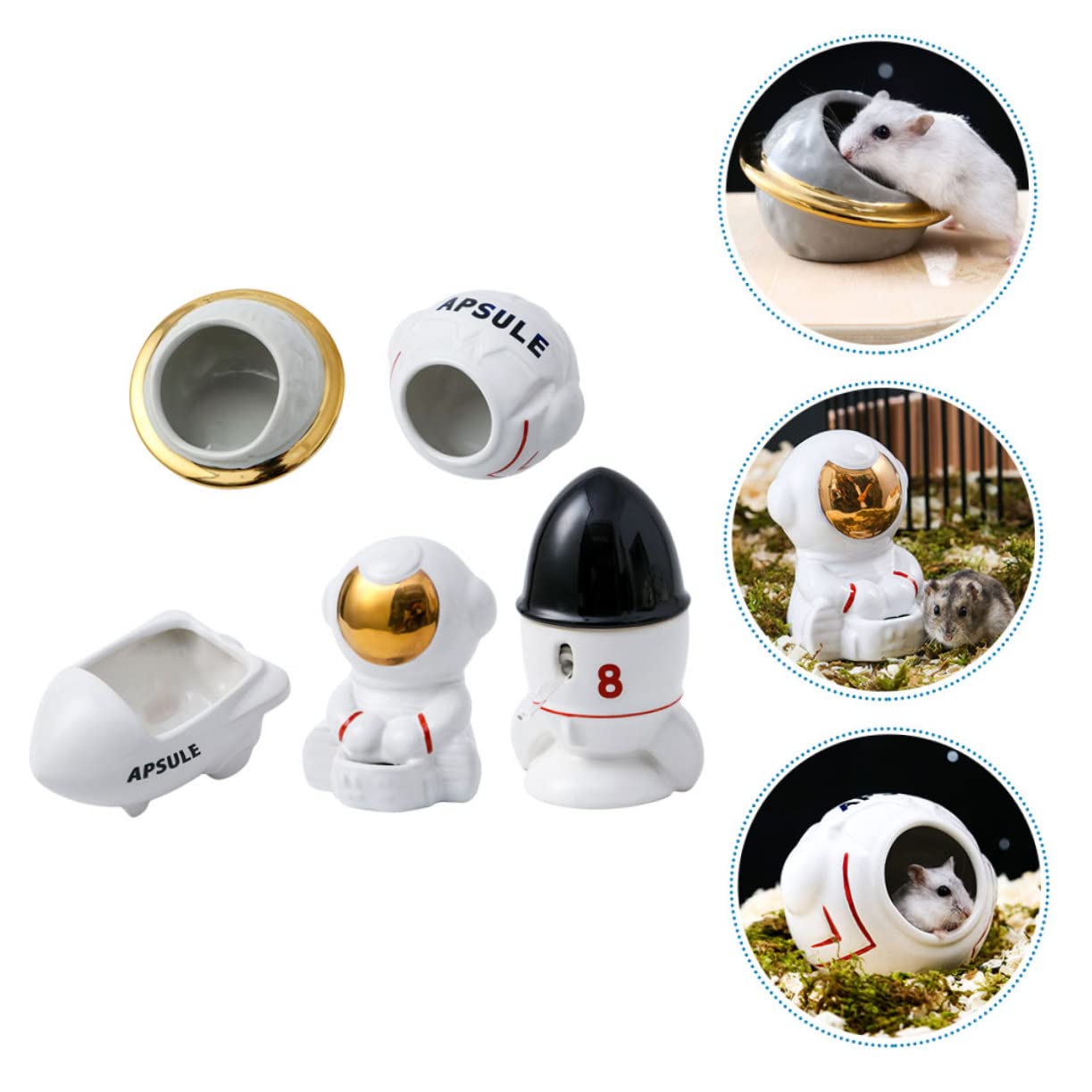 Keramik Hamster Futternapf mit Weltraummotiv, 1 Satz, Raumschiff