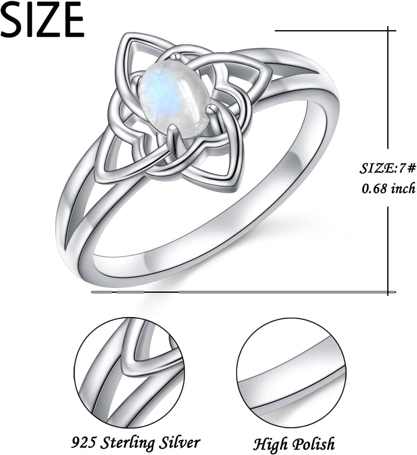 925 Sterling Silver Witches Knot Rings Moonstone Celtic Knot Ring Celtic Witch Jewelry Gifts for Women - Image 5