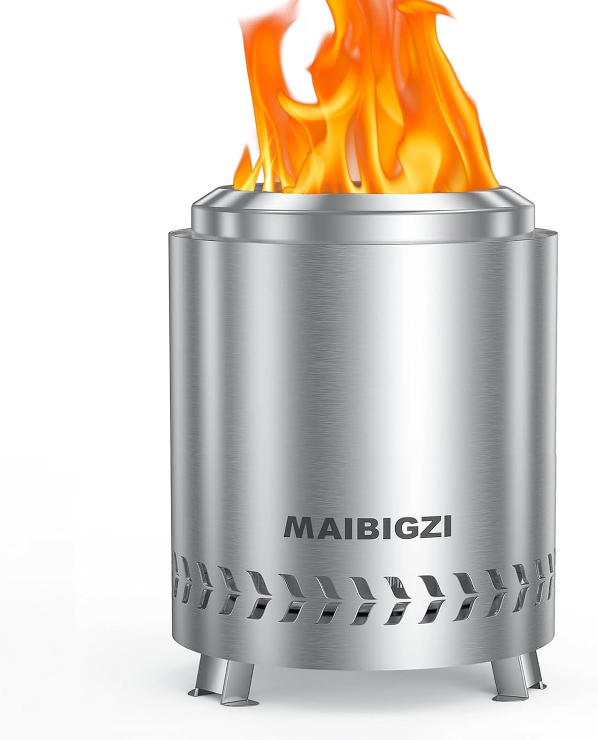 Tabletop Fire Pit,Portable Mini Table Top Firepit for Patio and Outdoor Camping,Removable Ashtray,Fuelled by Pellets Or Wood,Stainless Steel,with Travel Bag, 7"X7"X8.86,Silver