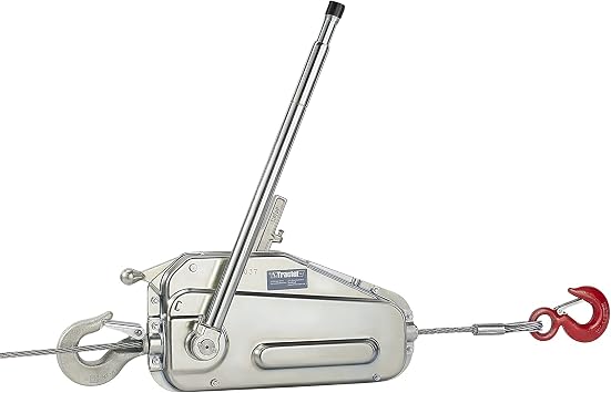 Tractel Griphoist 1 Ton Manual Wire Rope Hoist | 2000 lbs Capacity | 100ft. Lift Galvanized Wire Rope | Heavy Duty and Portable | Powerful Manual Winch | TU17 Series