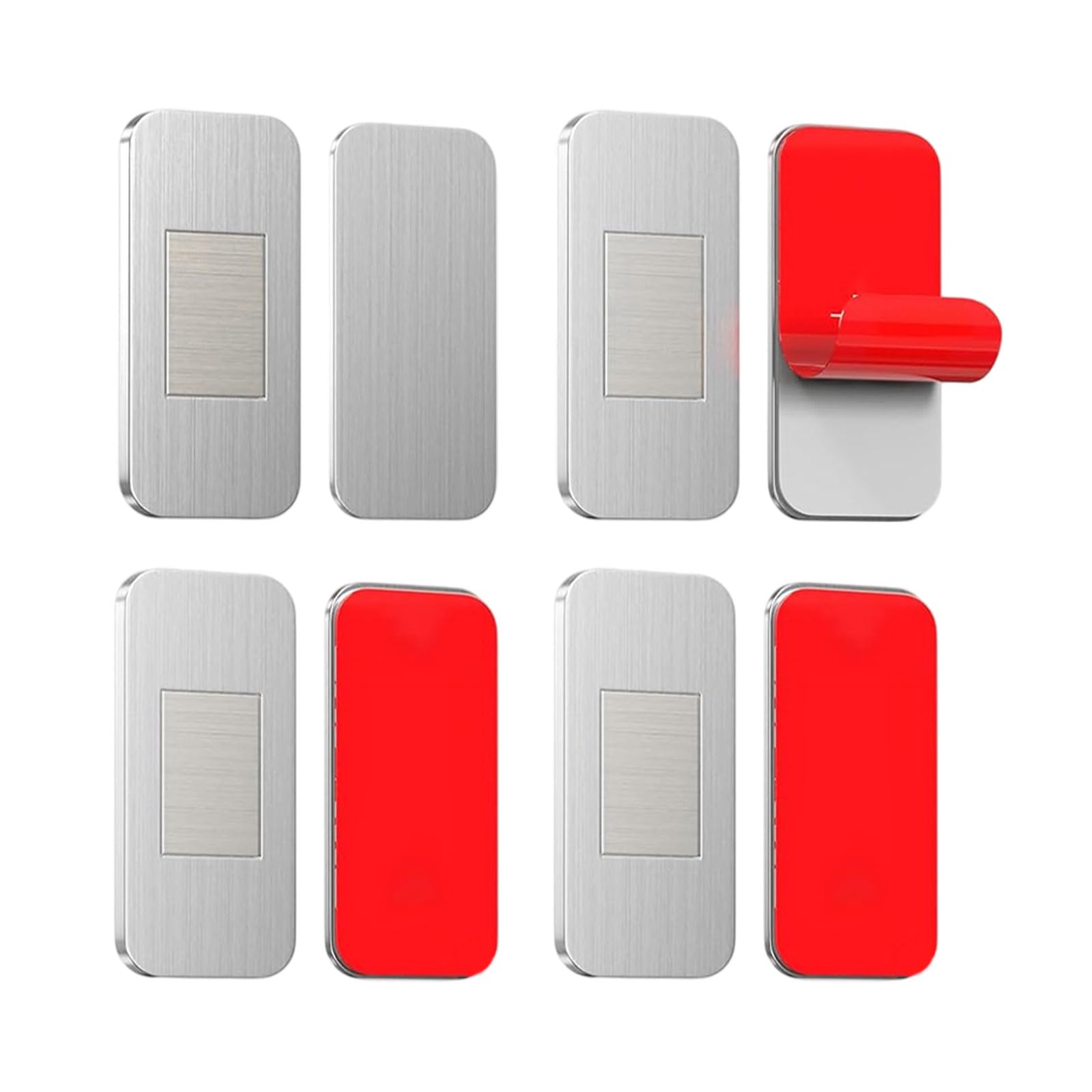 4 Pack Cupboard Door Magnets, Magnetic Door Catch, Self Adhesive Door Magnets for Cabinets, Internal Doors, No Drilling (42cm, Silver with Red Adhesive)