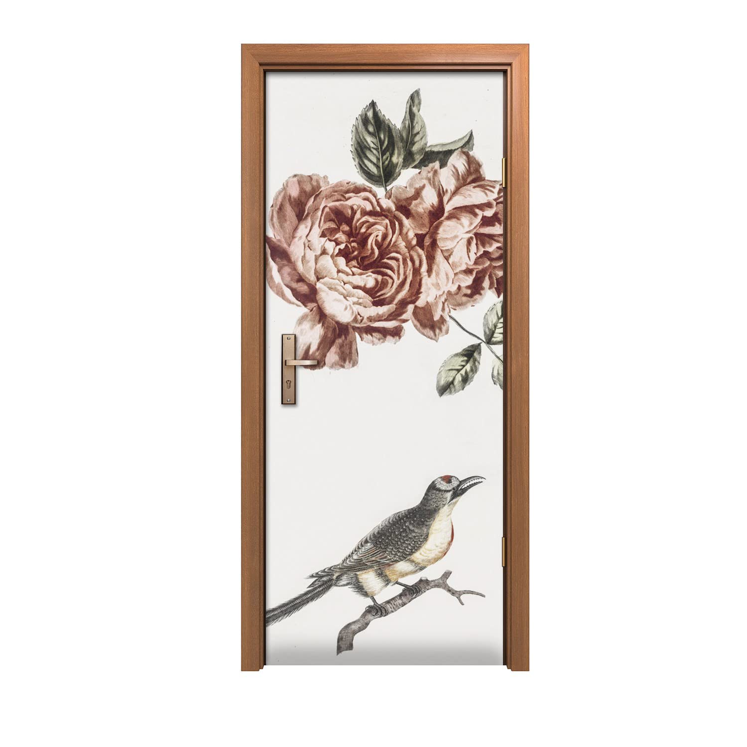 Autocollant de porte fleurs d'oiseau animal Coloray 90x200cm renovez vos vieilles portes ternes