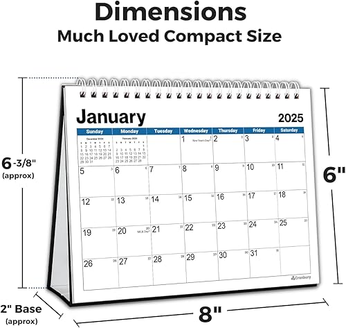 Miniatura 3 de CRANBURY Calendario de escritorio pequeño 2024-2025, calendario de escritorio de pie de 8 x 6 pulgadas, 18 meses de julio de 2024 a diciembre de