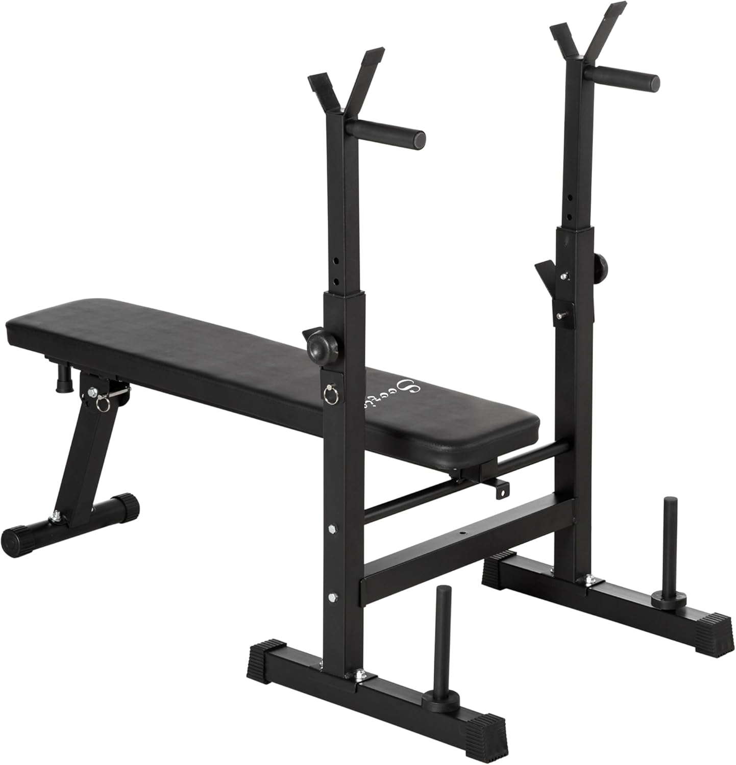 Soozier Adjustable Weight Bench, Foldable Bench Press with Barbell Rack