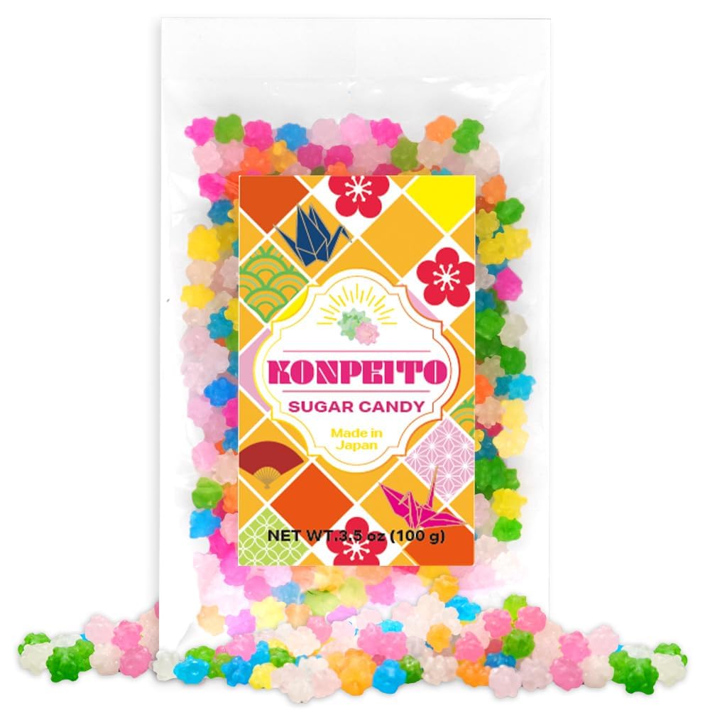 Kompeito japanese Sugar Candy,Assorted Colors and Shapes,Caster Sugar,japan,conpeito,Colorful Colors,1.1lb (500g)