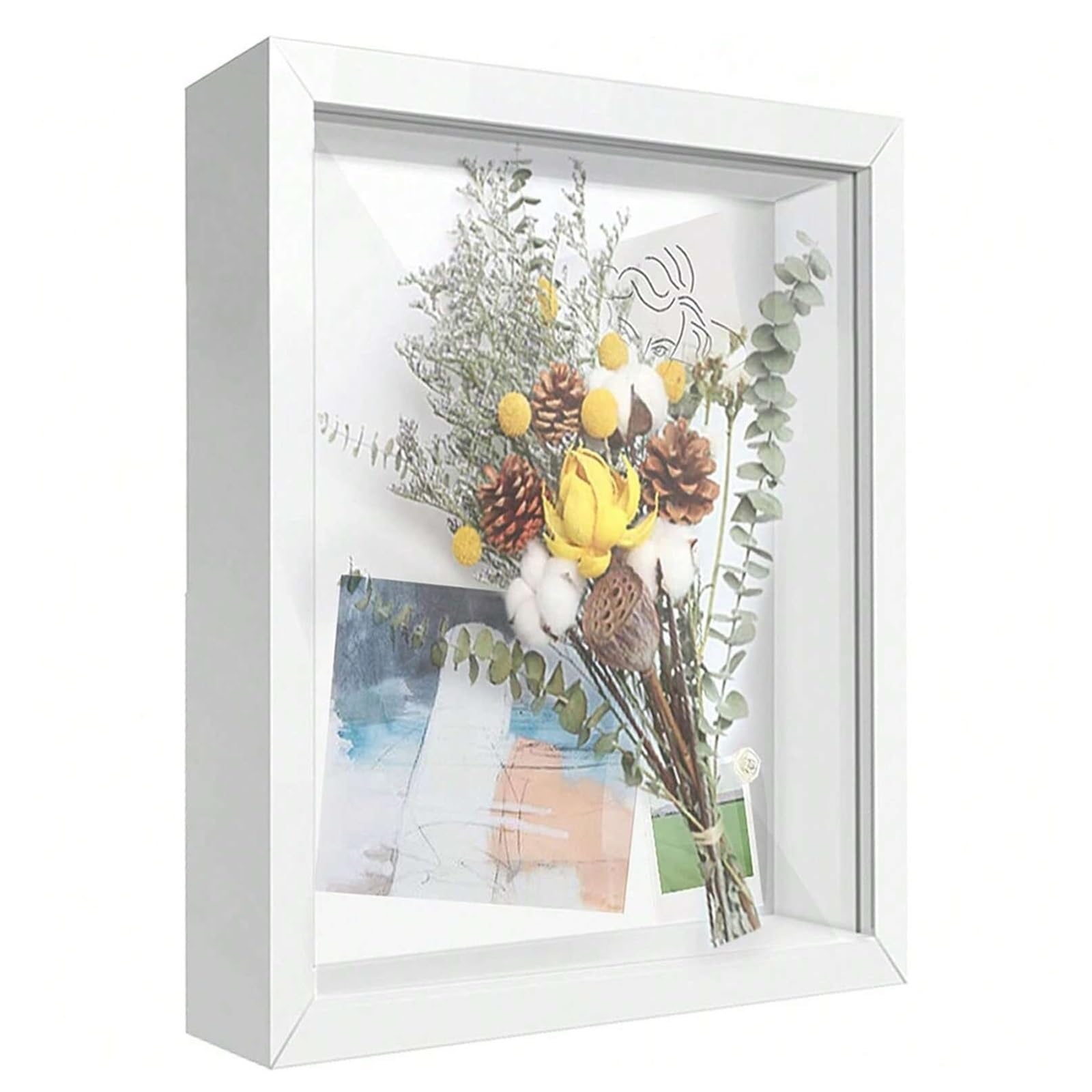 2PCS Shadow Box Frame Display Case, 3D Picture , For Memorabilia, Baby Items, Wedding Memories, Crafts, Tickets And Photos for Tabletop and Wall