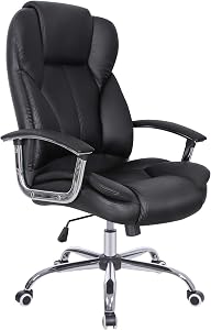 SONGMICS Silla de Oficina, Silla de Escritorio, Silla de Juego con Reposabrazos, Silla de Ordenador, Silla Ejecutiva, Altura Ajustable , para Estudio, Negro Tinta OBG57B