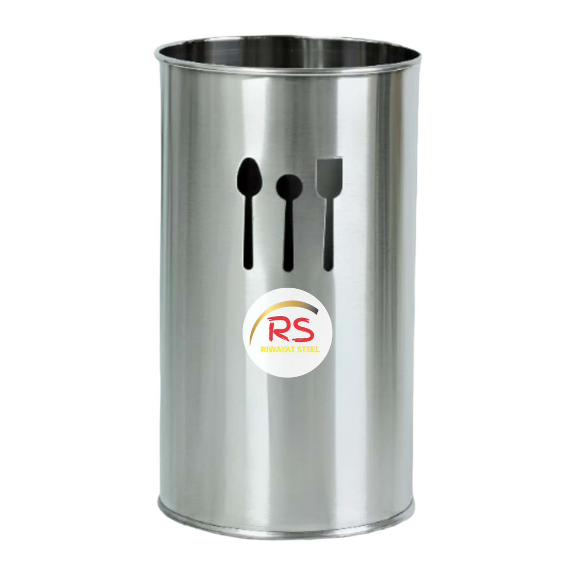 RIWAYAT STEEL | "CREST STAINLESS STEEL CUTLERY HOLDER | Elegant and Durable Utensil Organizer for Modern Kitchens | Utensil Organizer for Spatulas, Skimmers, and More (Silver)