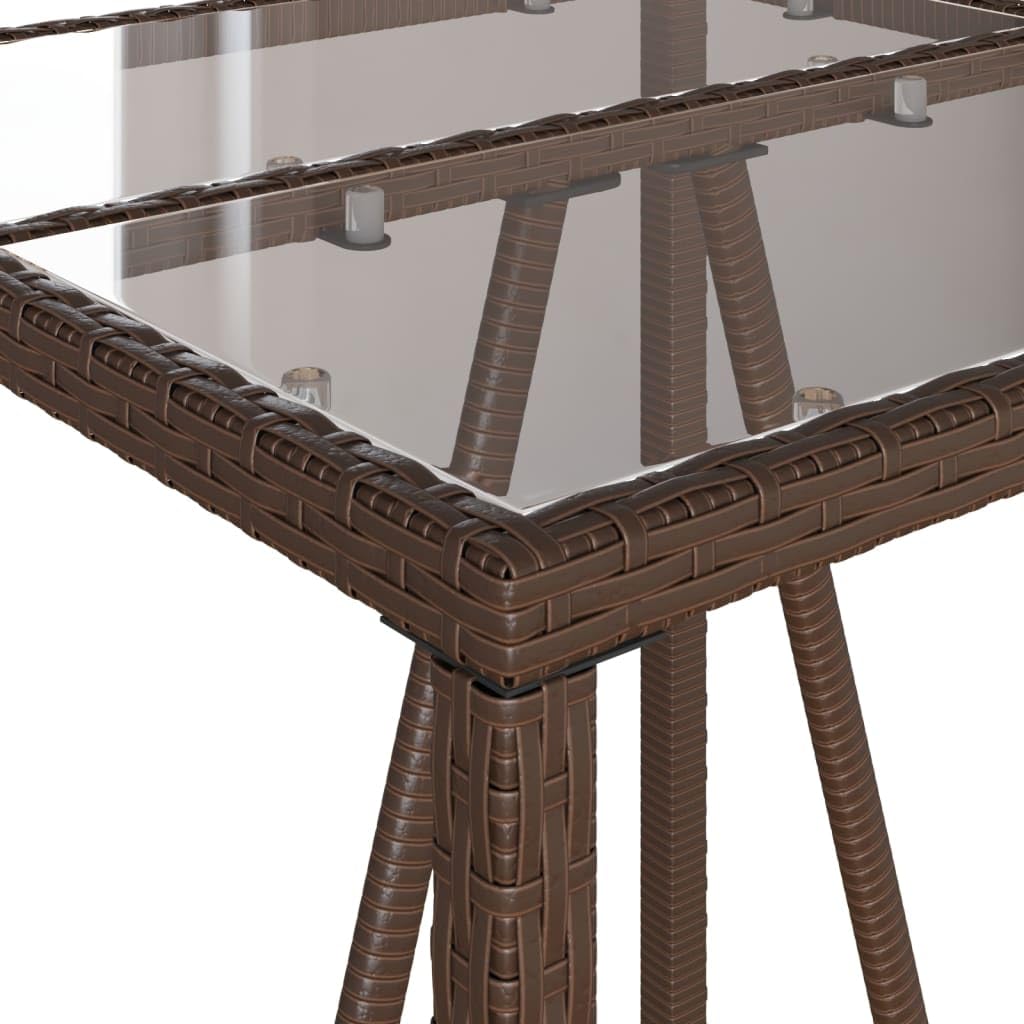 Fengshui Stół barowy ogrodowy, brązowy, 70 x 70 x 110 cm, polirattanowy