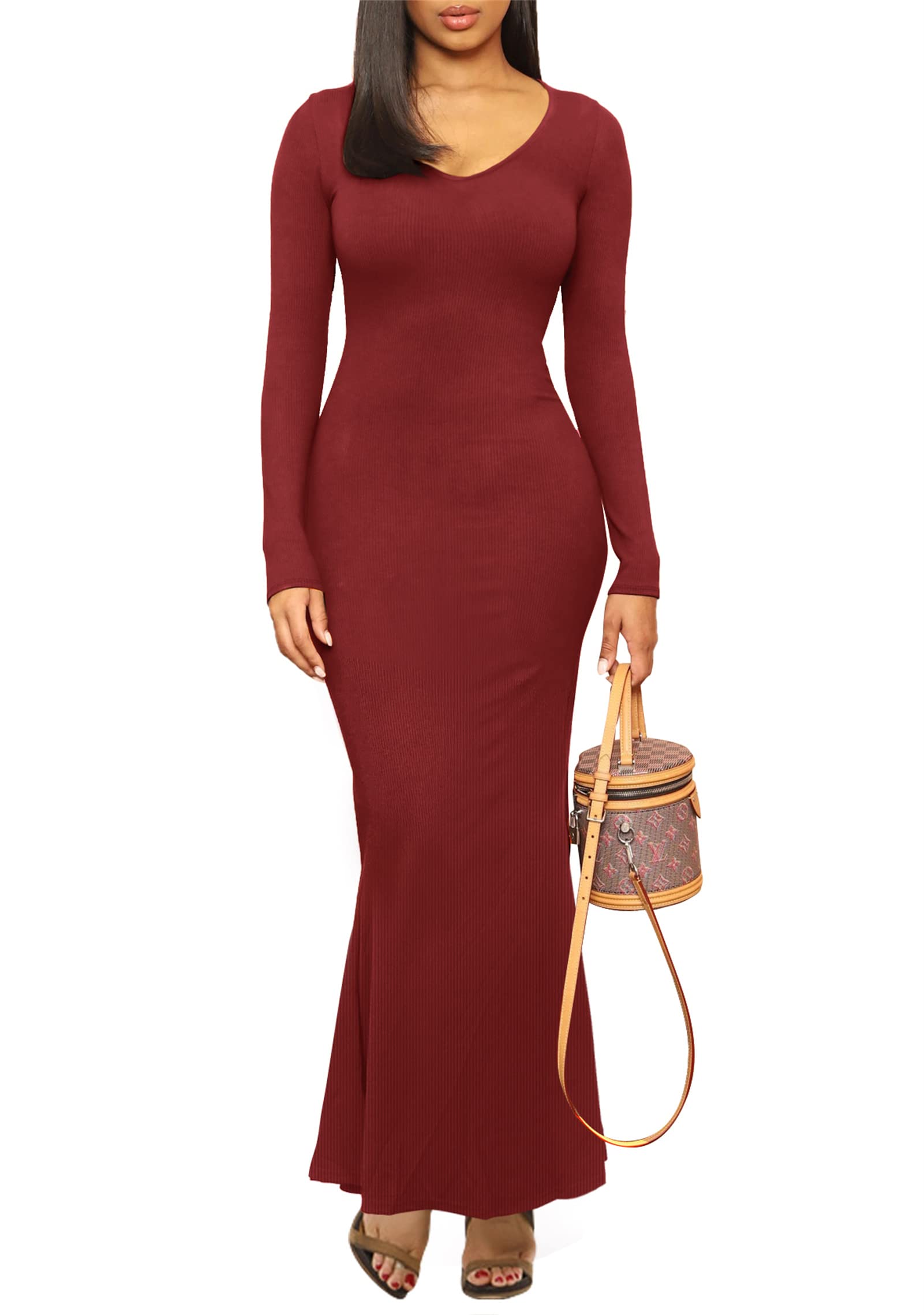 Hafailia Damska casualowa miękka długa sukienka halowa, seksowna sukienka bez rękawów, bodycon, sukienka maxi, wieczorowa formalna sukienka koktajlowa