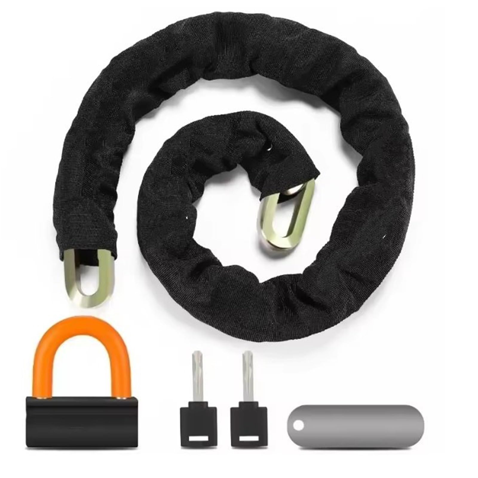 Chain Lock 4KG Bike Lock Heavy Duty Anti-Theft Chain with Padlock Security Motorcycle E-Scooter Two Coded Keys Motorbike Lock(Orange)