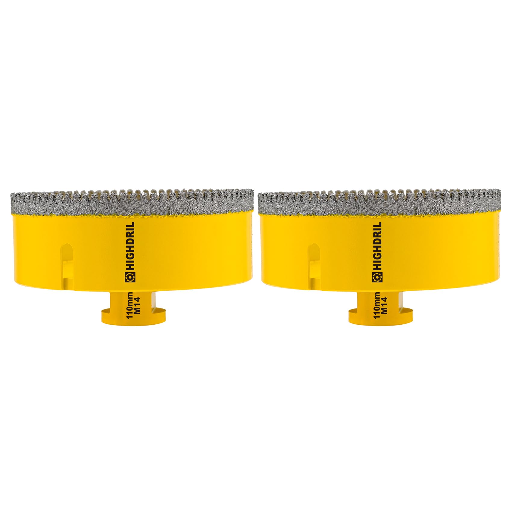 HIGHDRIL Broca de Diamante - 2pzs 110mm con Rosca M14 Taladrado en Seco para Azulejos de Porcelana CeráMica Granito MáRmol Piedra MamposteríA Ladrillo Para Amoladoras Angulares(Forma Dentada)