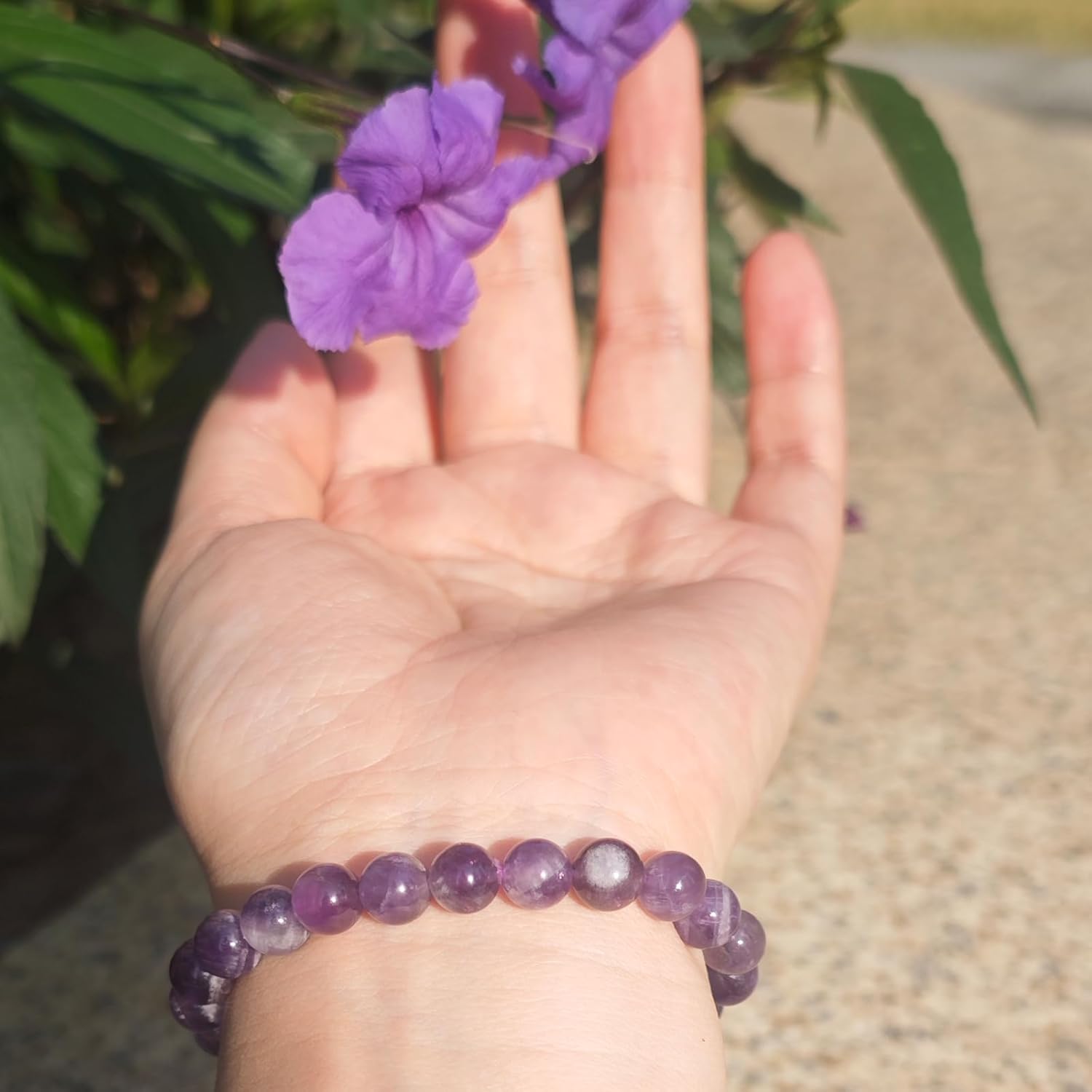 Handmade Amethyst Bracelet for Women 8mm Purple Crystal Bracelet Gemstone Crystal Bracelet Amethyst Beaded Natural Stone Jewelry Guardian Stone Healing Power Gifts - Image 4