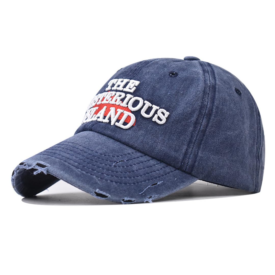 Urtaodfe Unisex Navy Blue Embroidery Island Baseball Cap,Cotton Trucker Hat,Couple Duck Tongue Cap,Gift Giving (Cotton, )