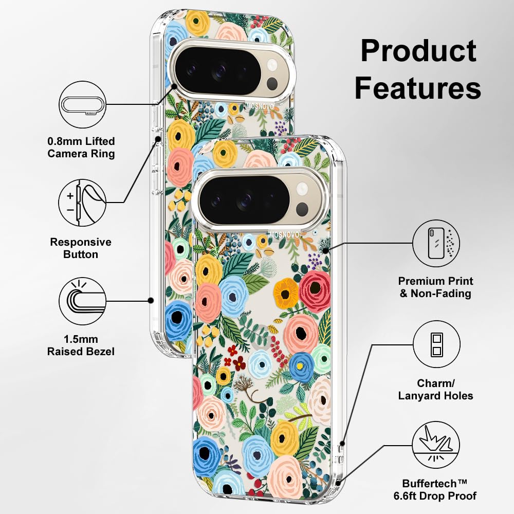 MOSNOVO Case for Google Pixel 10 & Pixel 10 Pro, [Buffertech 6.6ft Military-Grade Drop Protection] [Anti Peel Off Tech] Clear TPU Bumper Phone Case Cover Design - Cute Cherry — view 266