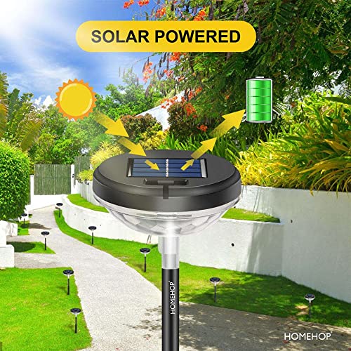 Homehop Solar Garden Lights Waterproof Landscape Automatic Bollard Lawn Pathway Flickering LED Lamp for Home Outdoor (Multi-Color, ABS, Combo Pack of 2)