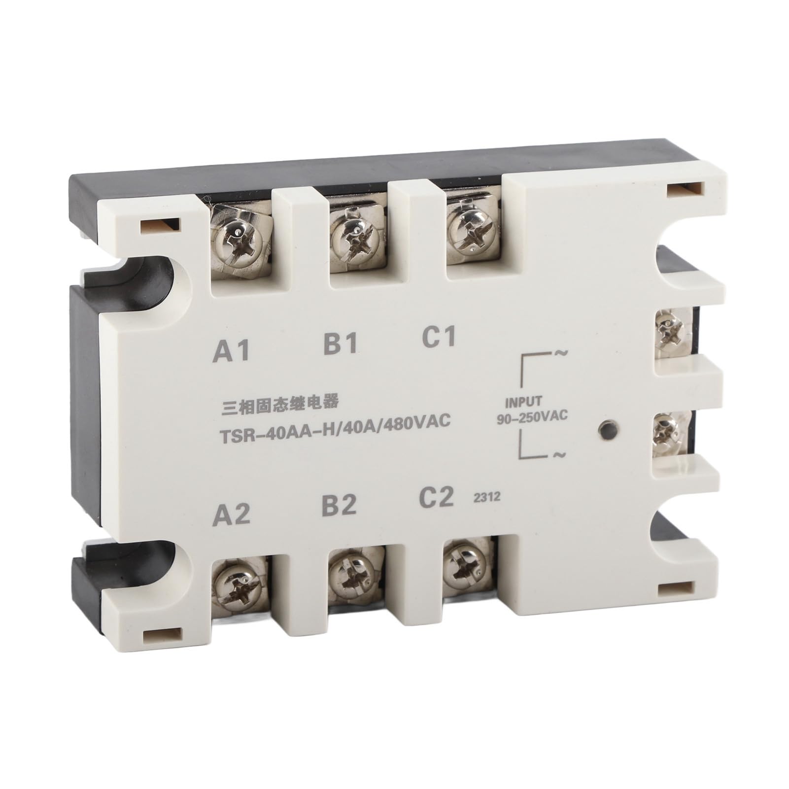 Relé de Estado Sólido Trifásico SSR-40AA-H, 40A, Entrada 90-250VAC, Carga 24-480VAC, para Automatización Industrial