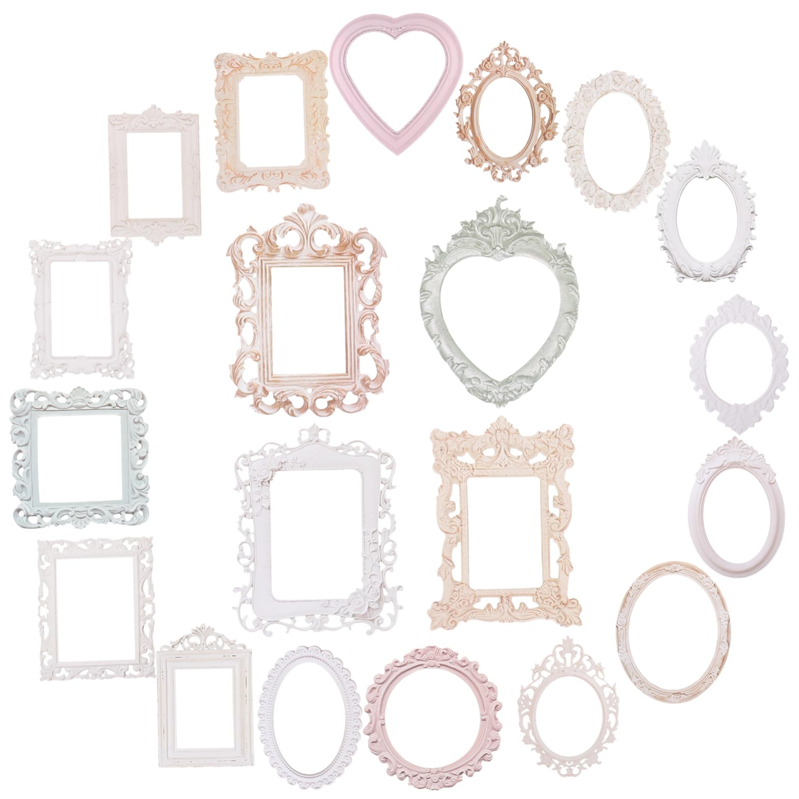 Tofficu 5 Sätze Basismaterial Papier Collage Papier Vintage Bilderrahmen Papierausschnitte Retro Fotorahmen Scrapbooking Papier Vintage Rahmen Weißer Bilderrahmen Decoupage 40 Blätter * 5