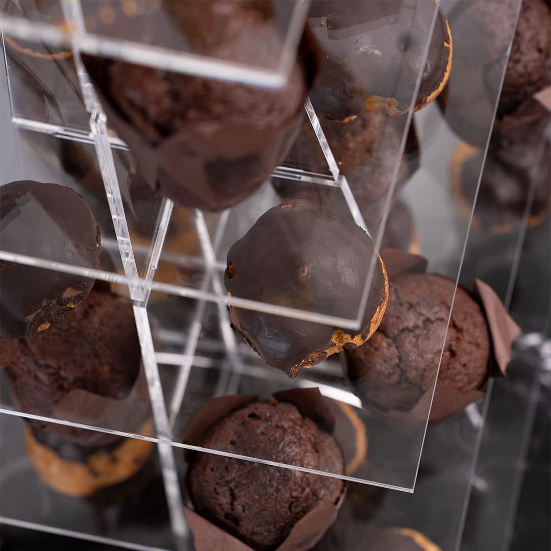 Danieli | Alzatina a 5 Piani per Dolci | Alzata in Acrilico Trasparente Cinque Piani Rotondi o Quadrati. | Alzatine a Piani Porta Frutta e fingerfood. 5 Livelli (Quadrata)