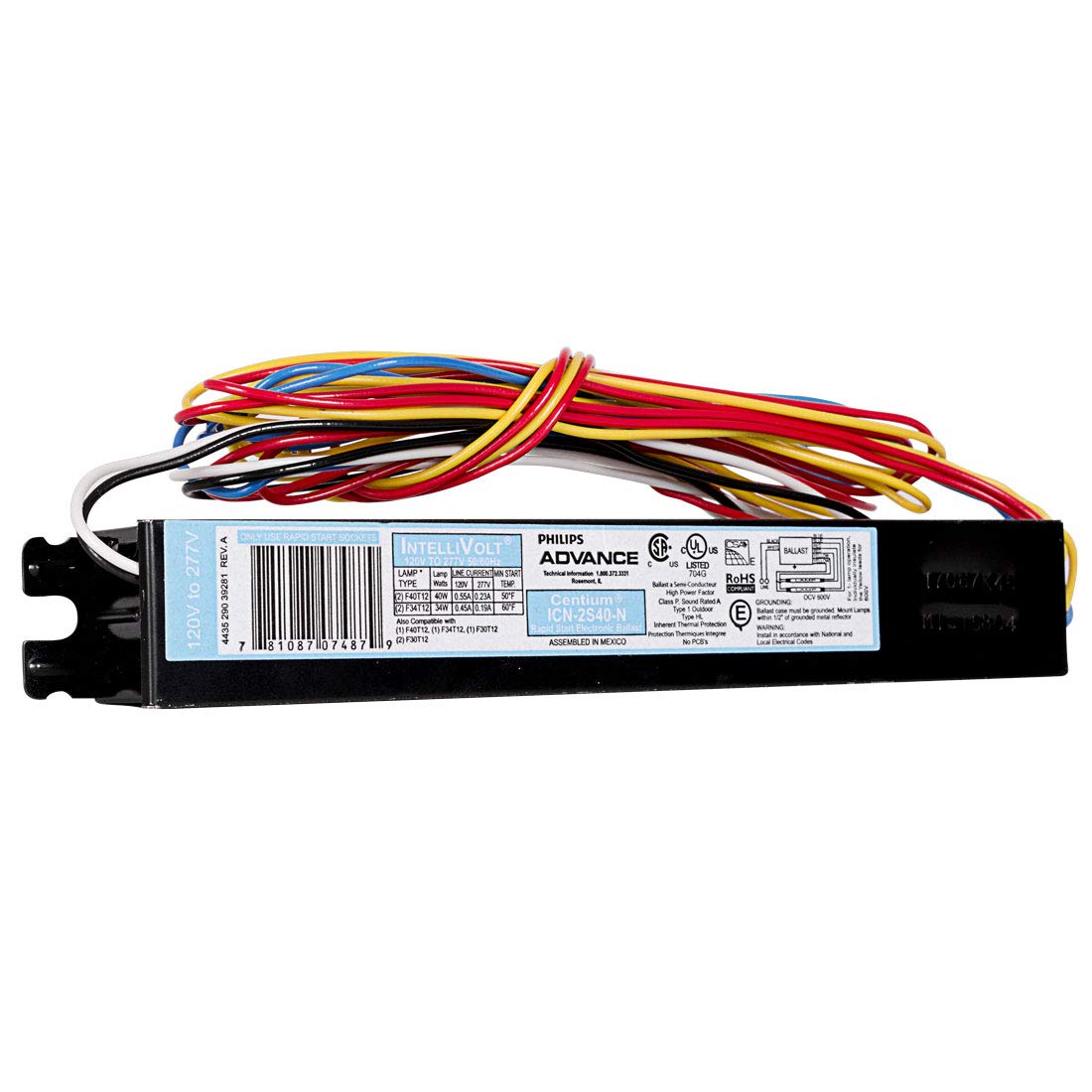 Philips Advance ICN2S40N Electronic Ballast, T12 Lamps, 120/277V Lighting, 1 Count (Pack of 1