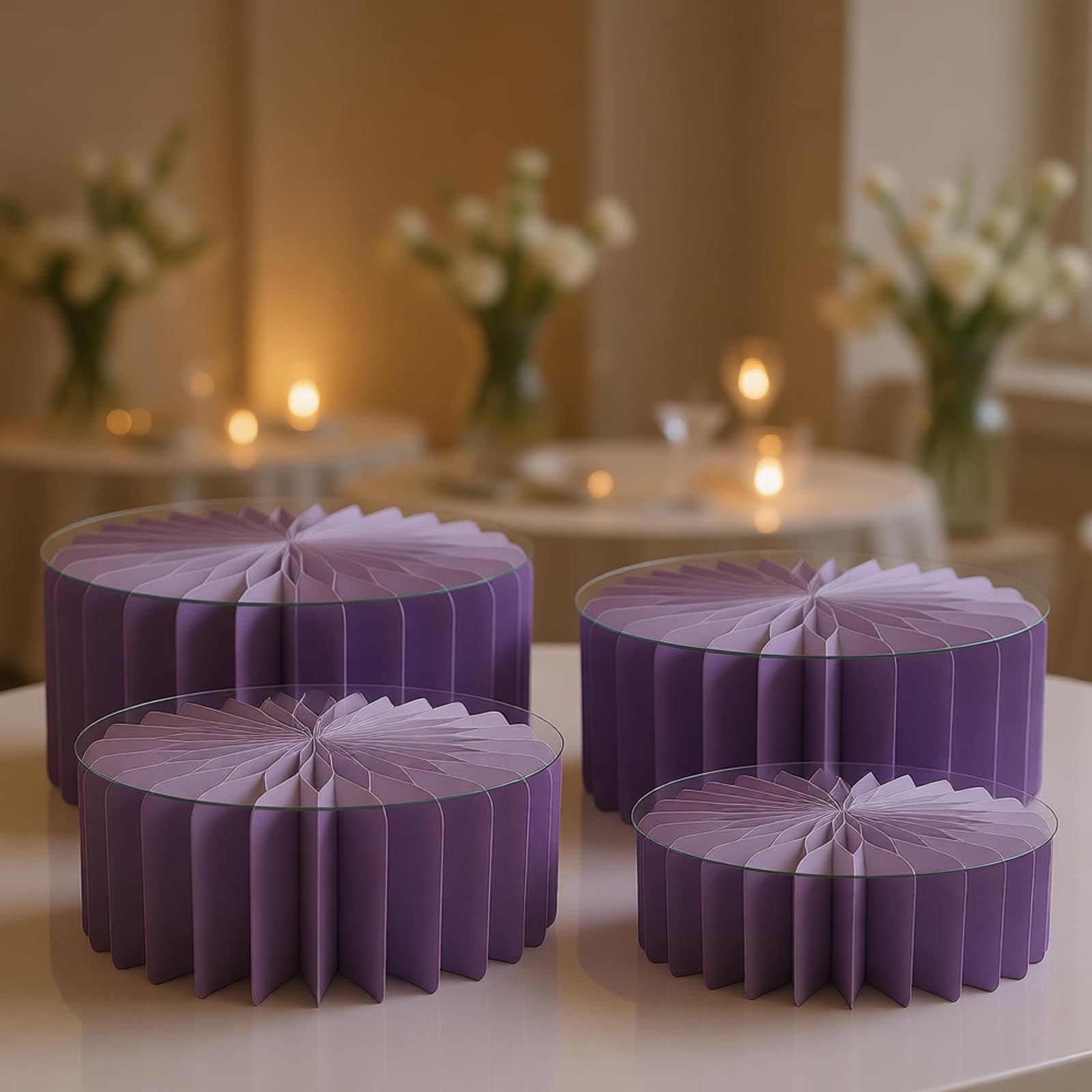 4 soportes de postre plegables compactos, ahorran espacio, soporte de varios tamaños para la cocina doméstica, soporte de boda con estructura robusta