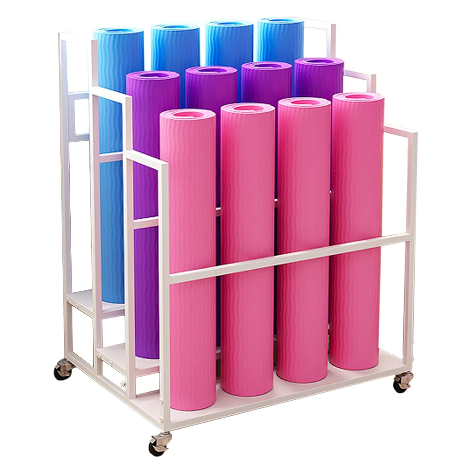 Rangement tapis de yoga à roulettes pour libérer l'espace dans votre studio de fitness