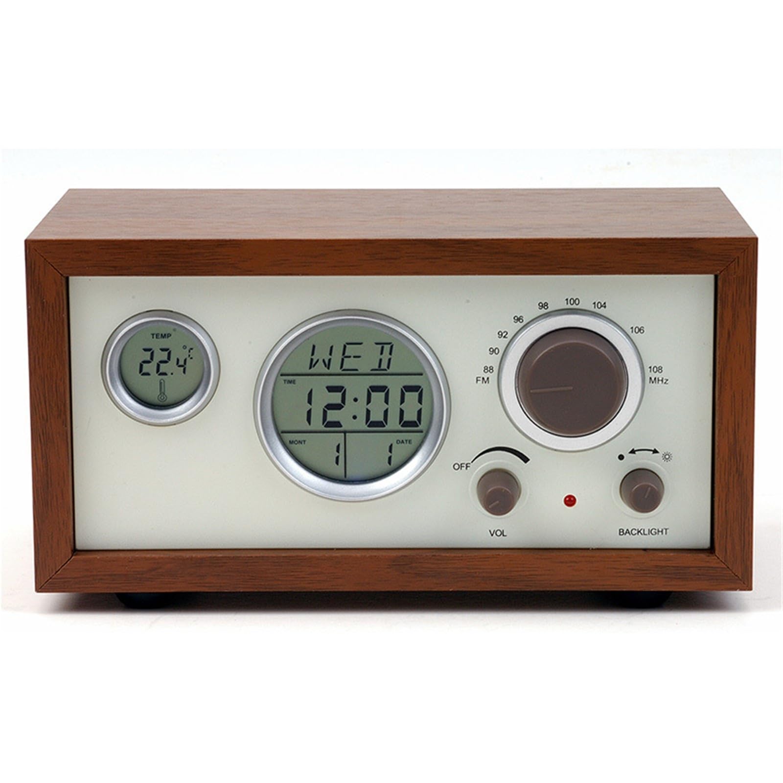 Retro budzik radiowy budzik cyfrowy radio FM drewniana rama radio radio dekoracyjne ręcznie robione cyfrowe budziki temperatury wyświetlacz 12/24 godziny