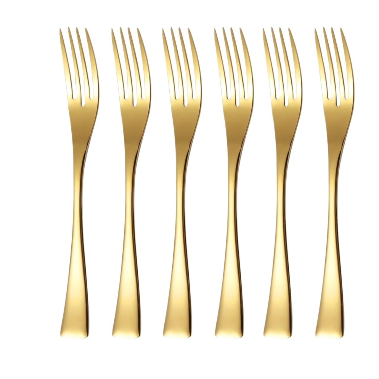 Wzptlkibad Gold Dinner Fork Stainless Steel Dinner Fork, 6 Piece Mirror Polished Set