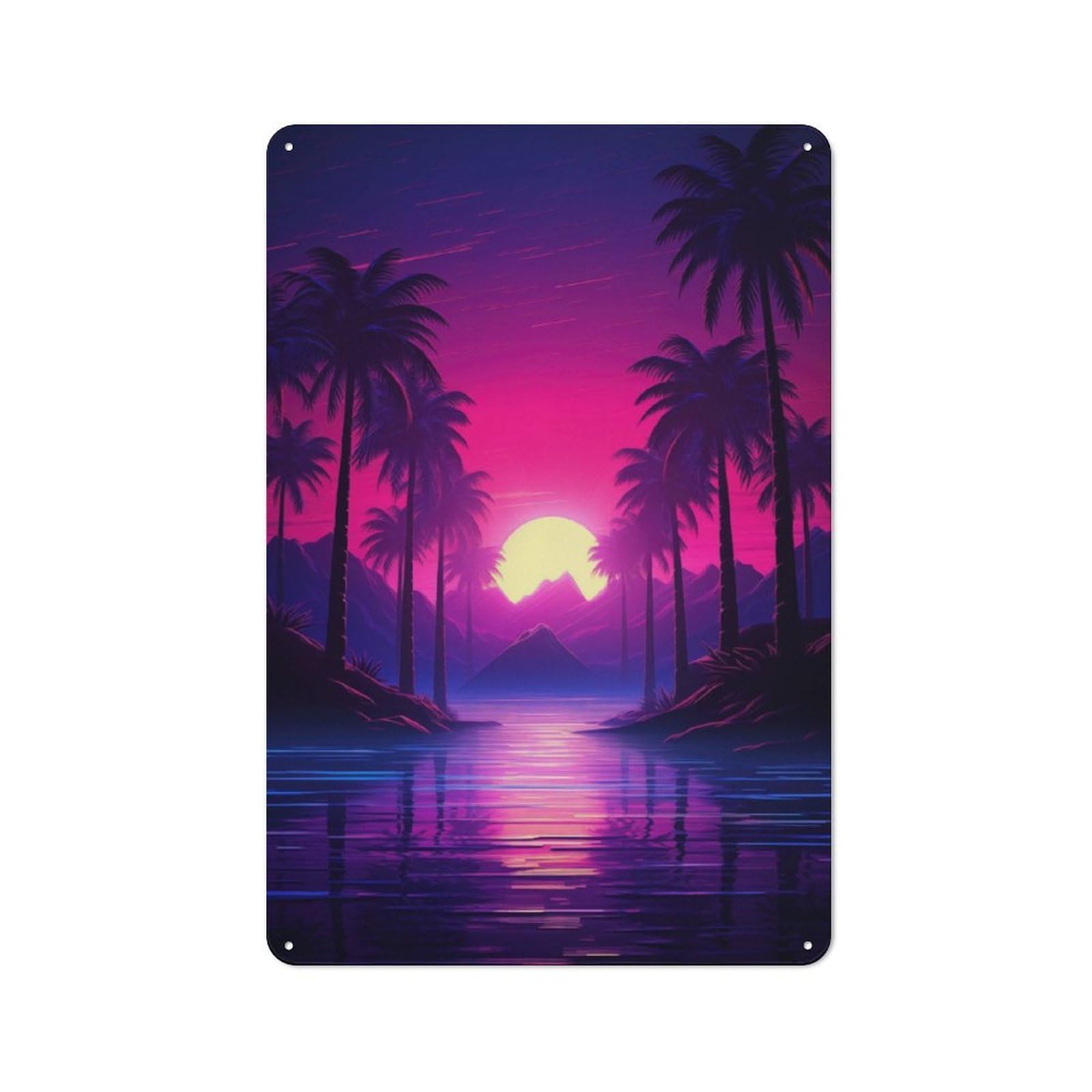Junmoney Tropical Neon Dreams Retro-Style Tin Sign 30X20cm For Dining Room Or Kitchen, For Kitchen Wall Decor Lovers