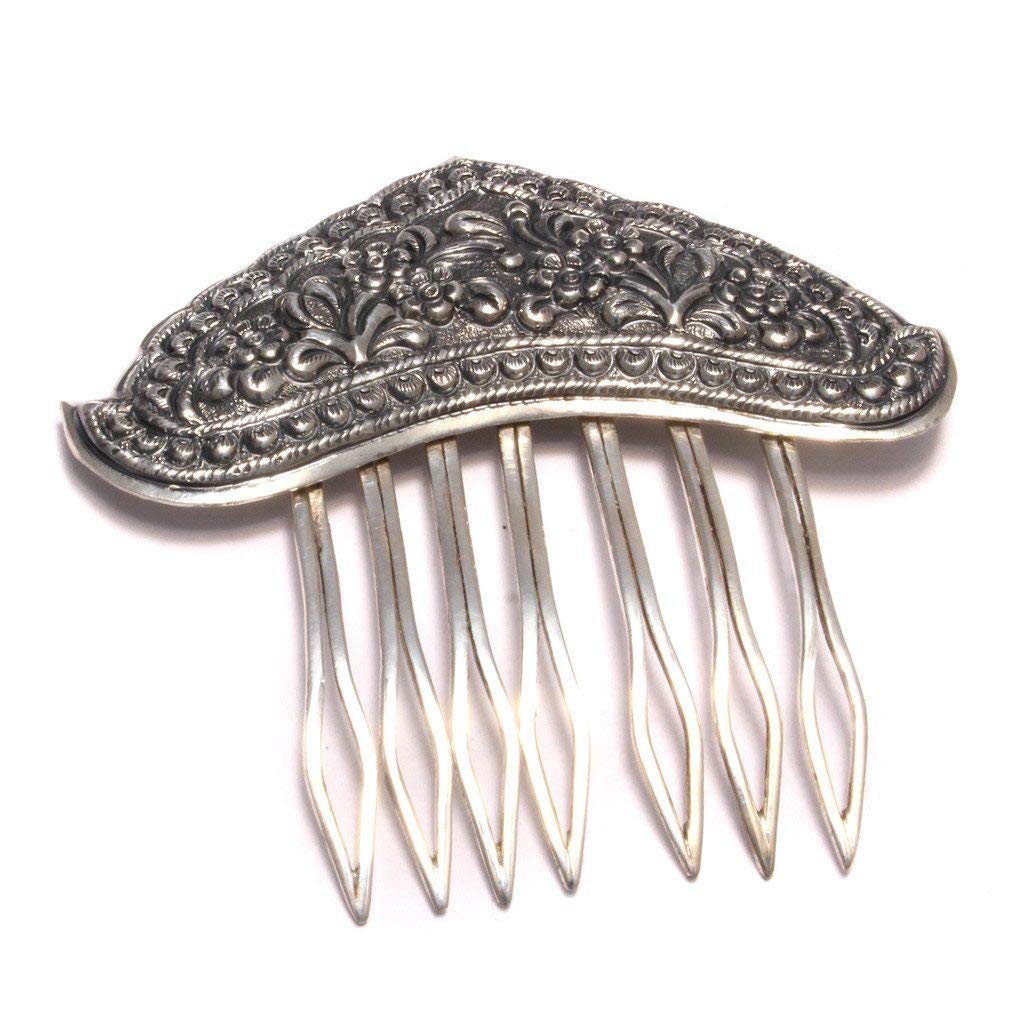 Haarkamm mit Blumenmuster aus Sterling Silber