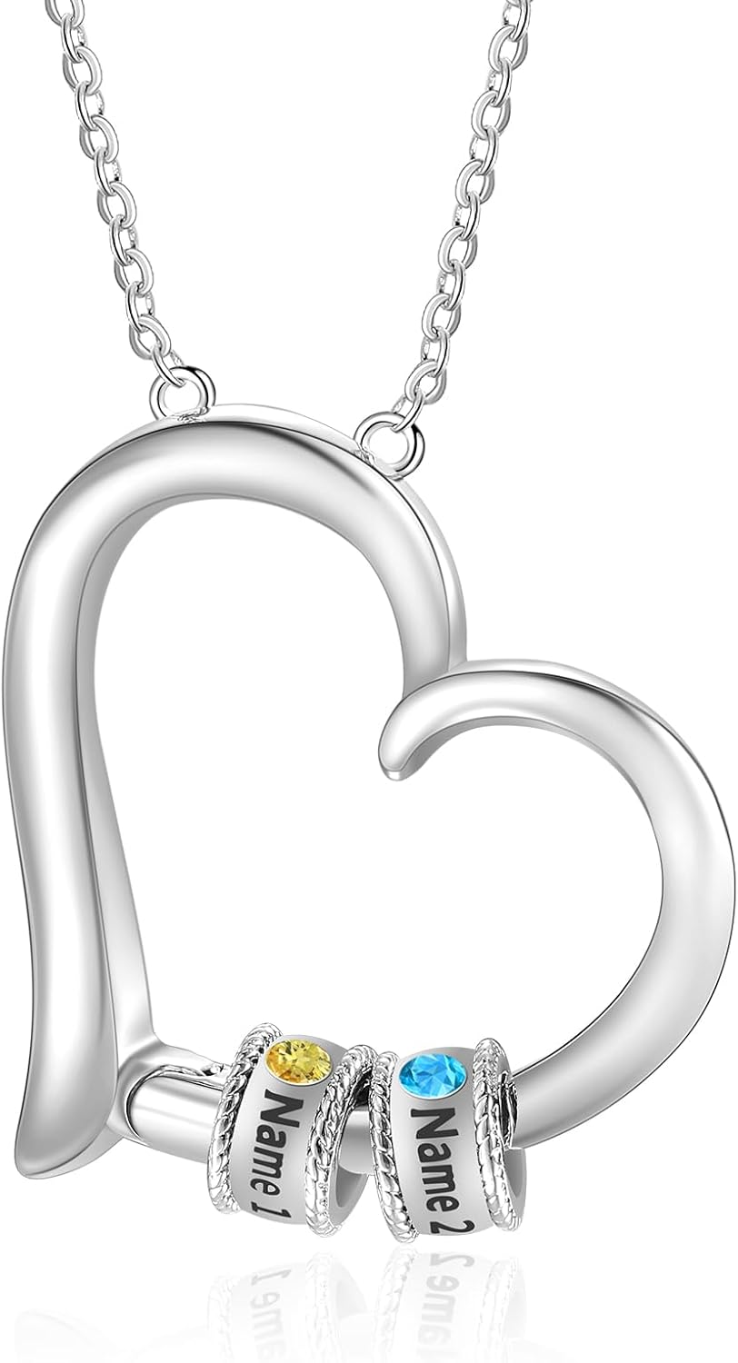 Jewelstruck Personalized Mothers Necklace with Birthstone Custom Names Necklace Family Gifts for Women Mom Wife Nana Mothers Day Gift Ideas Christmas